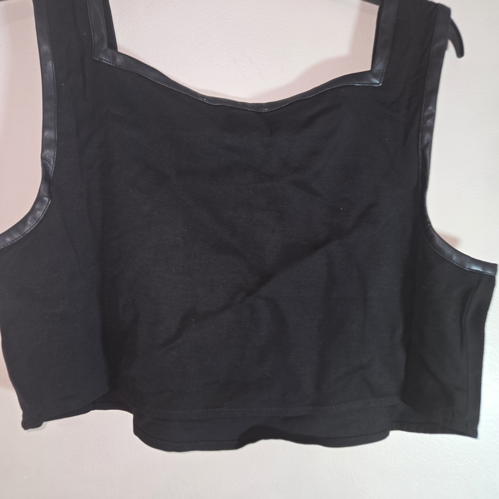 WeWoreWhat Black Leather Trim Crop Top - Picture 13 of 13